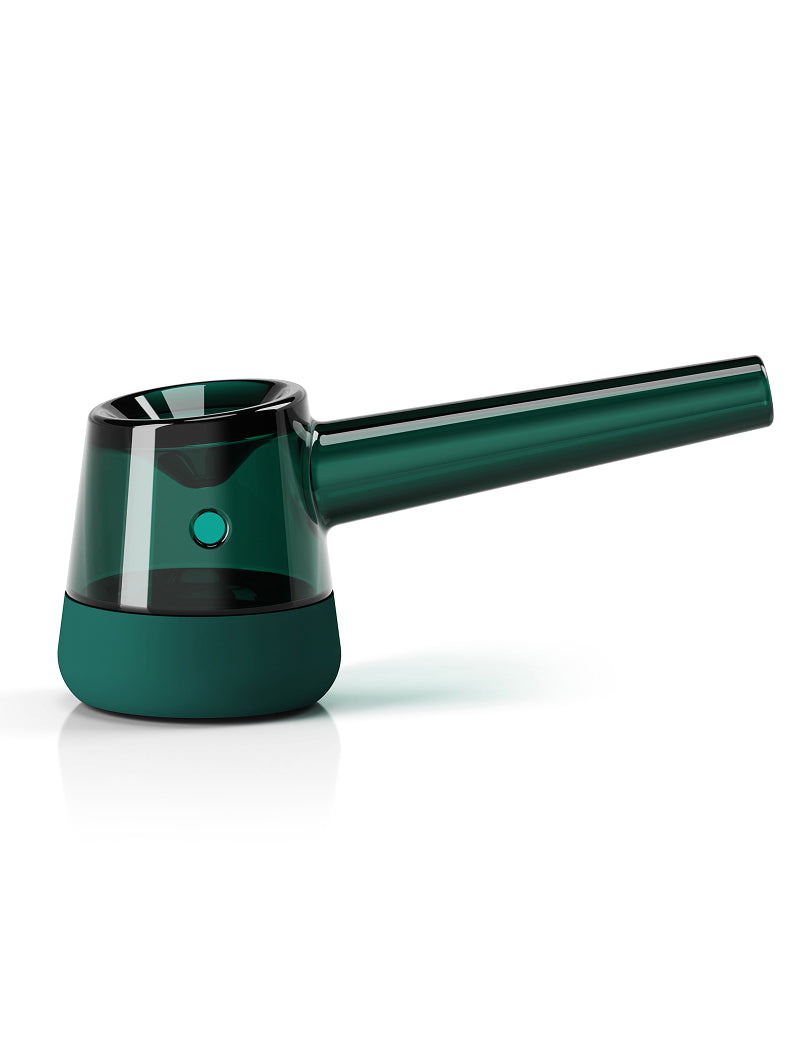 Vessel Forge glass pipe in emerald with removable silicone base
