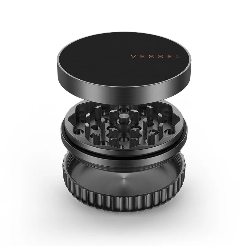 Vessel Mill Blackwood 3-piece dry herb grinder closed on white background