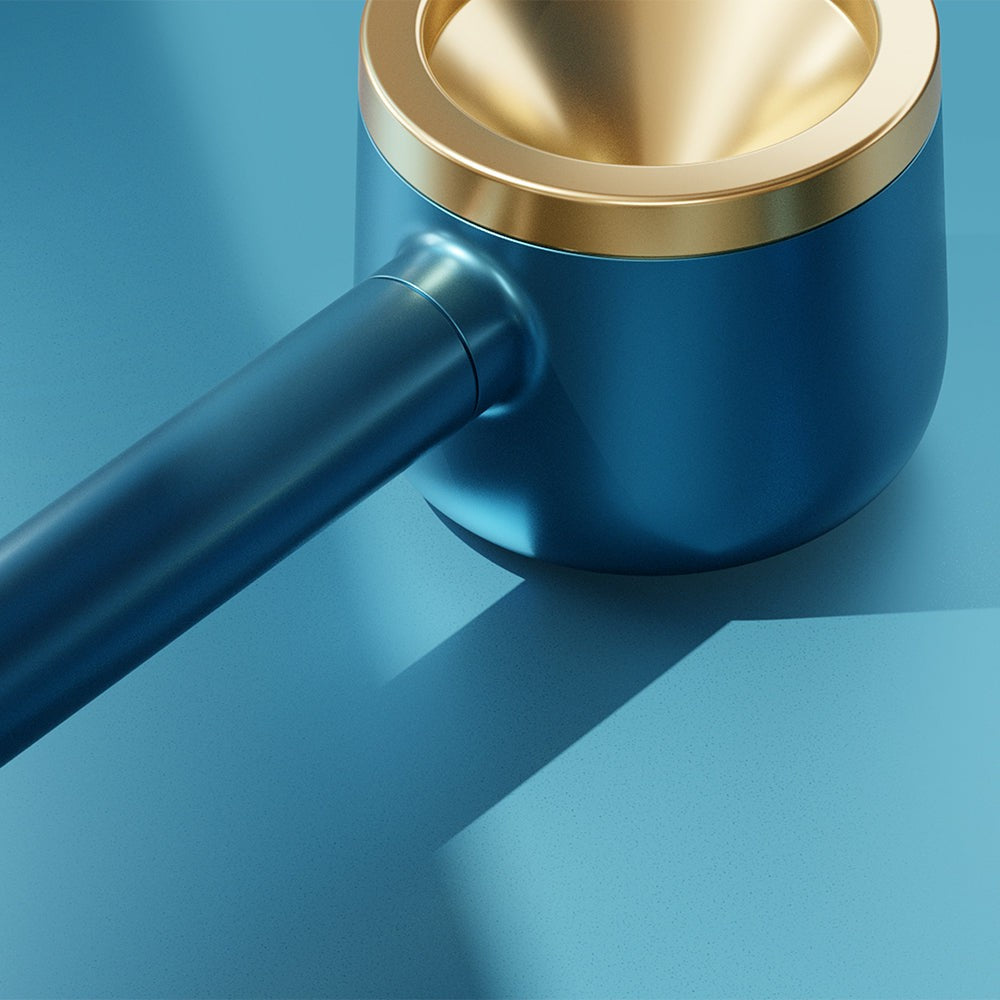 Maritime blue Vessel Helix Pipe with pure brass 1 gram bowl and double helix filter