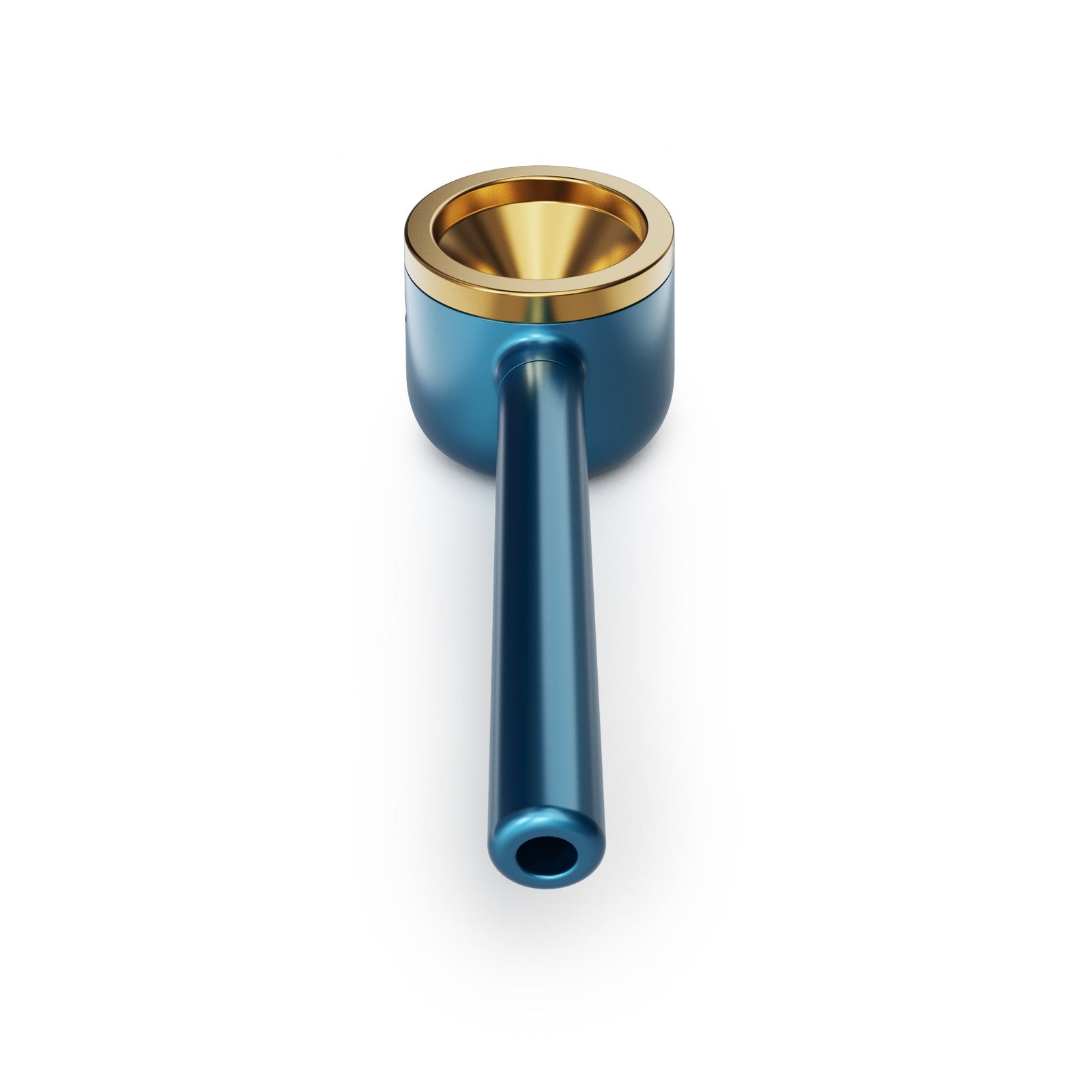Vessel Pipe maritime blue with brass bowl insert, top view