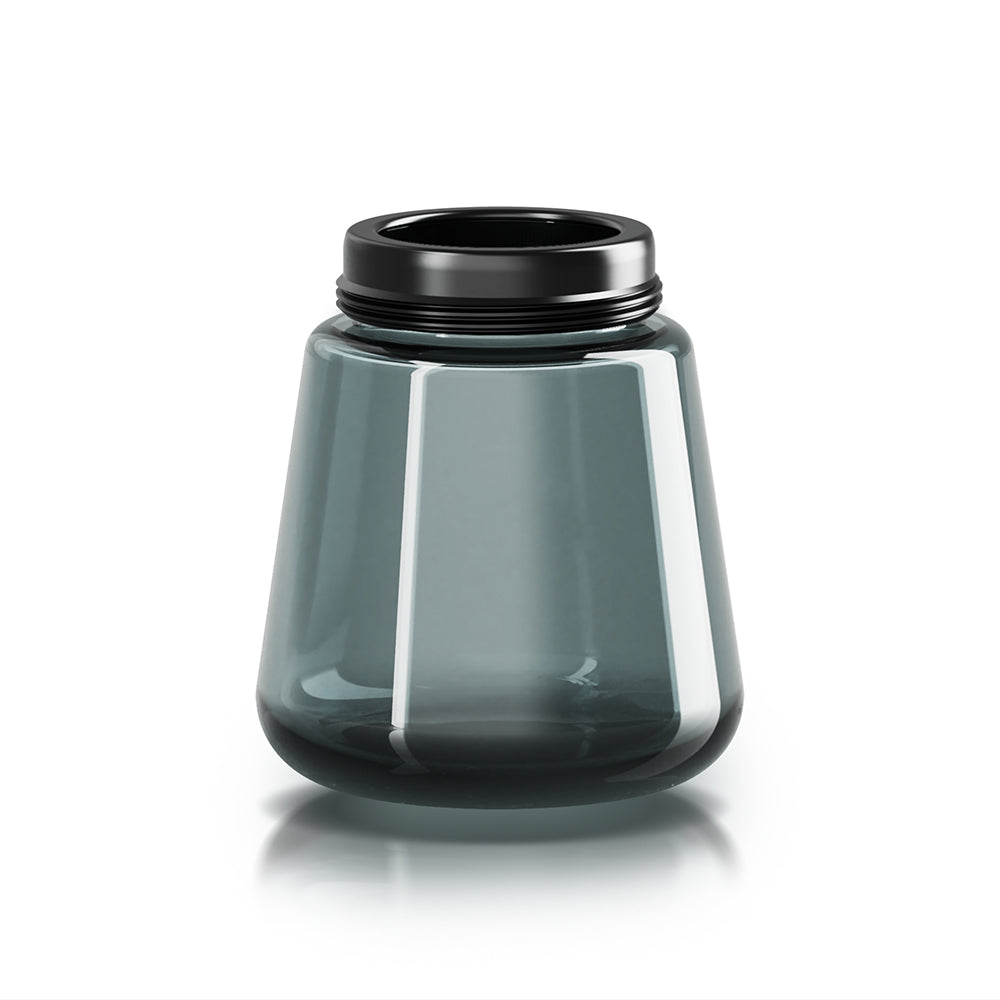 Element replacement glass basin made from black transparent borosilicate glass